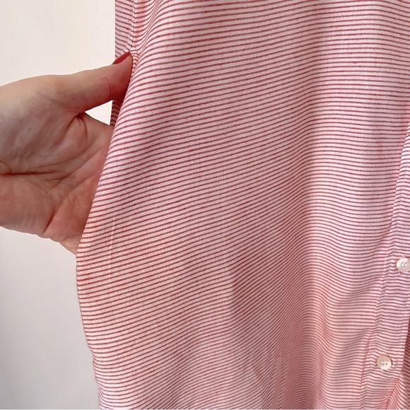 onia Red and White Striped Button Up Shirt Dress Pockets Coastal Beachy Summer - Picture 7 of 13